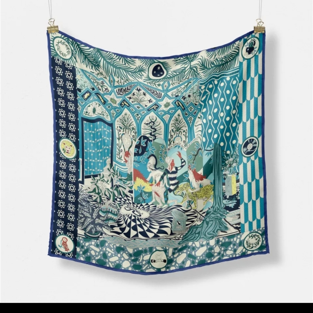 Vibrant silk print scarf
